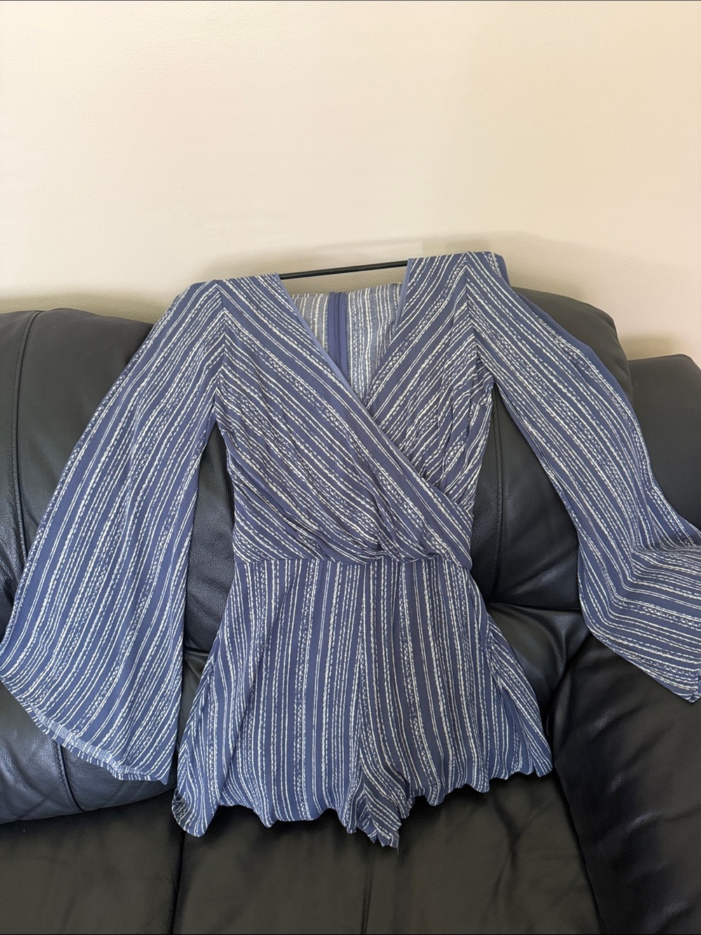 Mendocino Blue and White Striped Wrap Romper